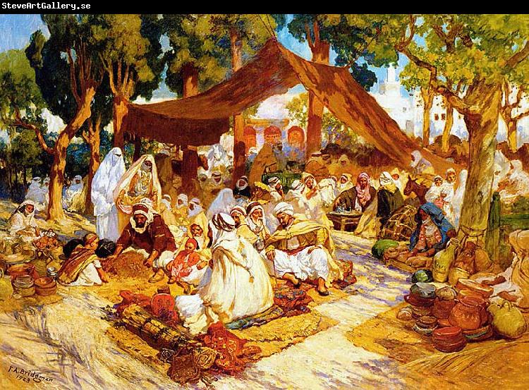 Frederick Arthur Bridgman An evening gathering at a North-African encampment